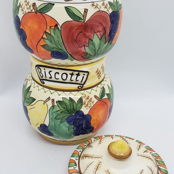 Nonni's Biscotti Hand Painted Fruit Motif Cookie Jar - Picture 9 of 16